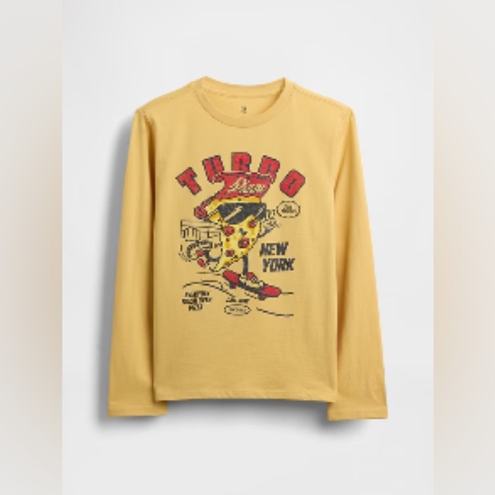 GAP Kids Yellow Turbo Pizza Long Sleeve Tee